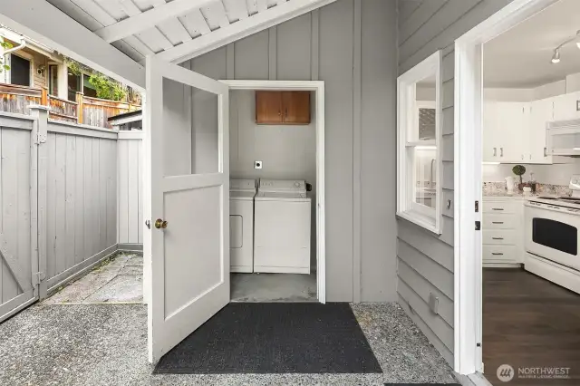 Washer/Dryer located directly behind unit.  Complex also has a coin-operated laundry room if needed.