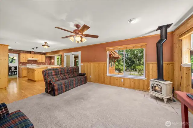 Living room with gas stove