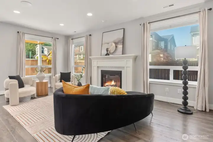 Living room from pantry and garage entry side.