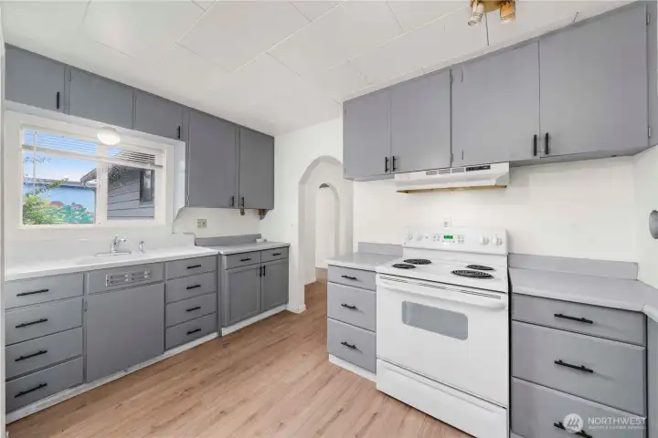 Walk in the main door to this cute kitchen