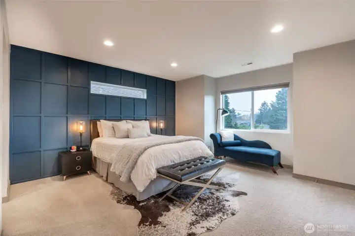 Gorgeous primary with custom accent wall