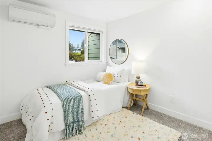 The third bedroom. Each bedroom has it's own mini-split head unit for heating & air conditioning.