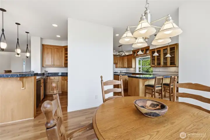Looking back from the breakfast room to the wet bar and kitchen.