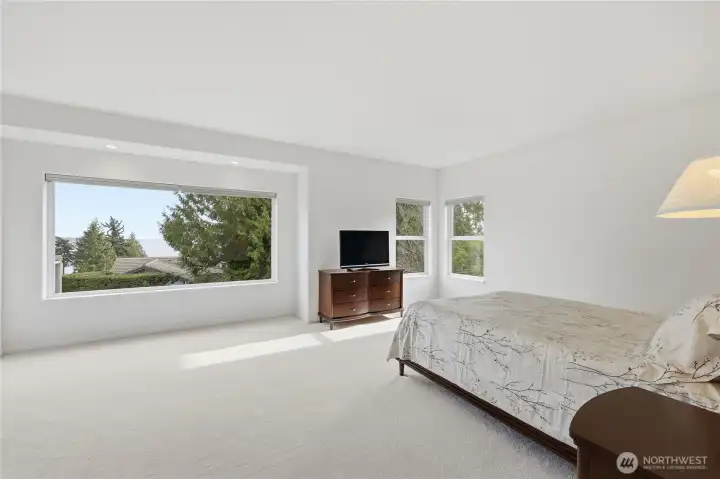 Massive private primary bedroom with view and wonderful light.