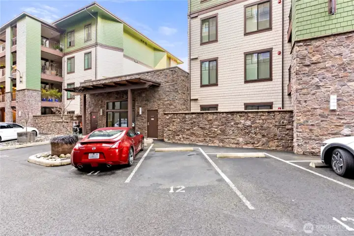 Outdoor reserved space steps away from the front door.