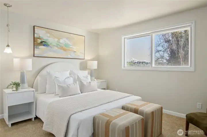 Primary bedroom - see Mt. Rainier in the window
