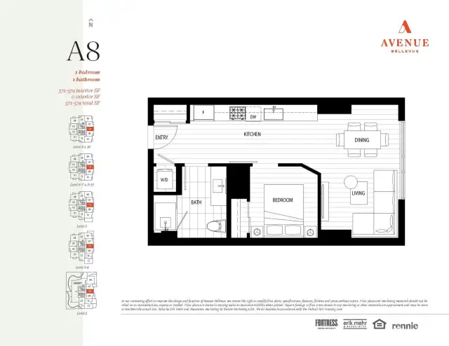 East Facing Studio Unit Floor Plan at Avenue Residences