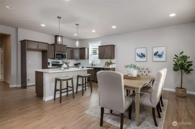 If you have a table that expands this is the dining room for you. The dining room looks out at the park.