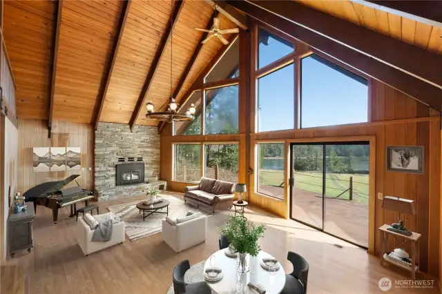 Main level great room virtually staged