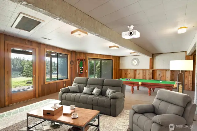 Daylight basement family room virtually staged