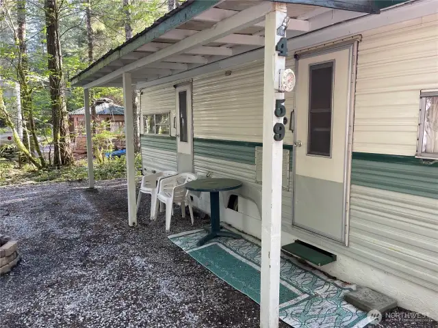 Small cover over entrance.