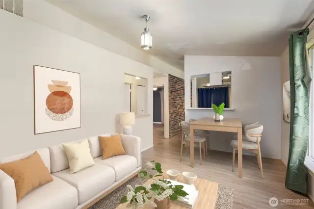 Living area virtually staged