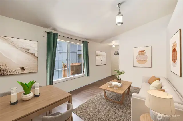 Living area virtually staged