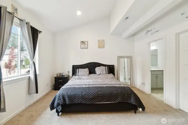 Bedroom on main floor with large walk in closet and bathroom