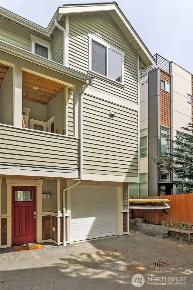 Home on south end in the back so super quiet and private.  Also, because it's on the end there is lots of room for "toy" storage!  Where else are you going to find that?
