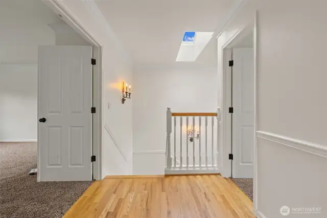 Transition Space with Skylight Offering Light and Flow Between Main Spaces
