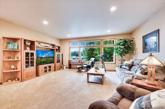 Large open family room adjacent to the kitchen
