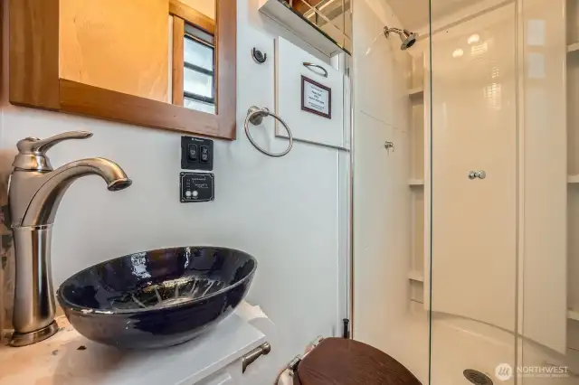 A modern 3/4 bath with nice sized shower...