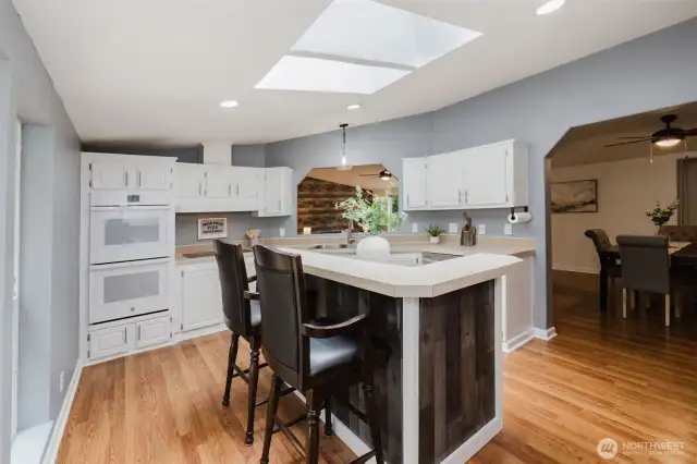 Kitchen with island and double ovens!