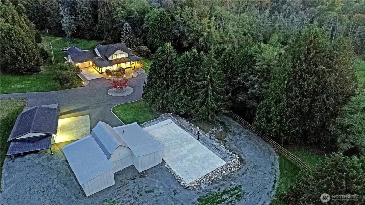Overview of  Shops, Athletic Court, and Land~