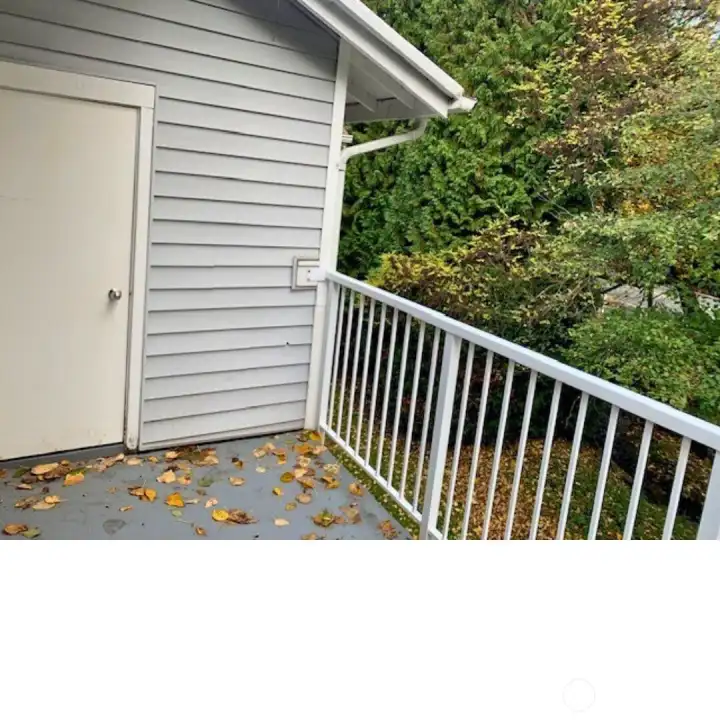 Private deck with storage locker.