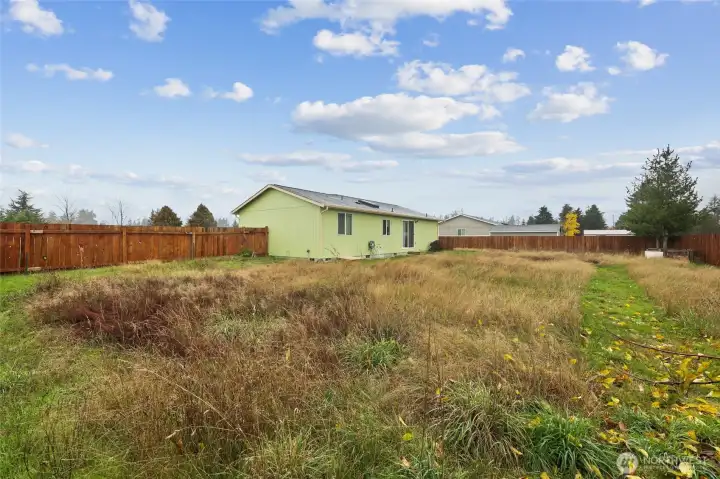 Fenced backyard