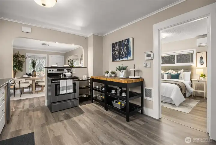 Kitchen - the 2 butcher block freestanding islands convey with the home.