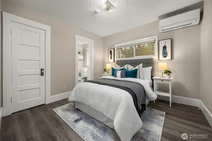 Bedroom with access to the jack-&-Jill bathroom shared with the living room