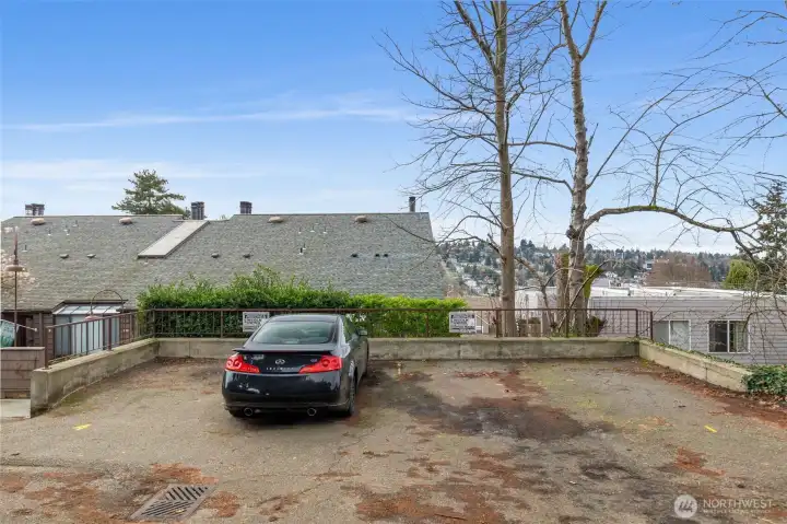 This is your secret parking space in the alley lot behind the entrance to the unit. #4