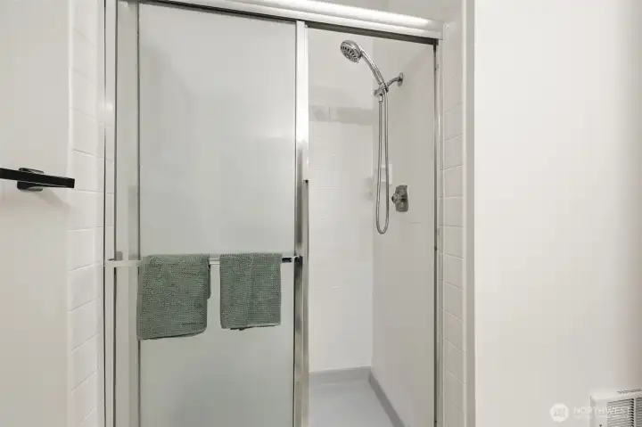 Shower in primary bathroom