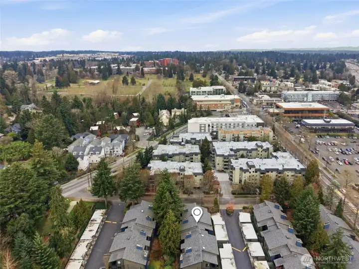 Location of building unit showing Meridian Avenue North on the right side of photo