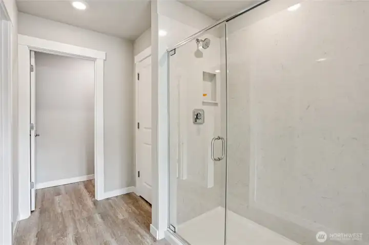 Walk in shower in primary suite