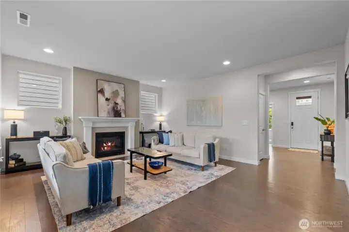 Living area features a gas fireplace.