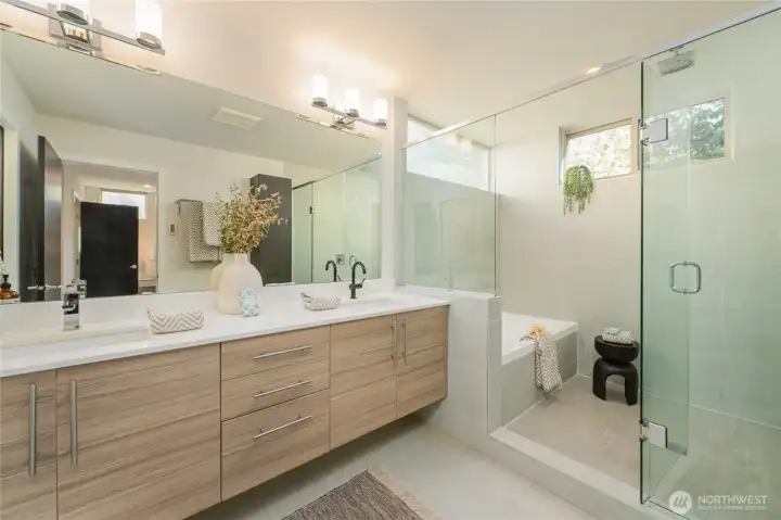Primary 5-piece bath with separate toilet closet (not pictured).
