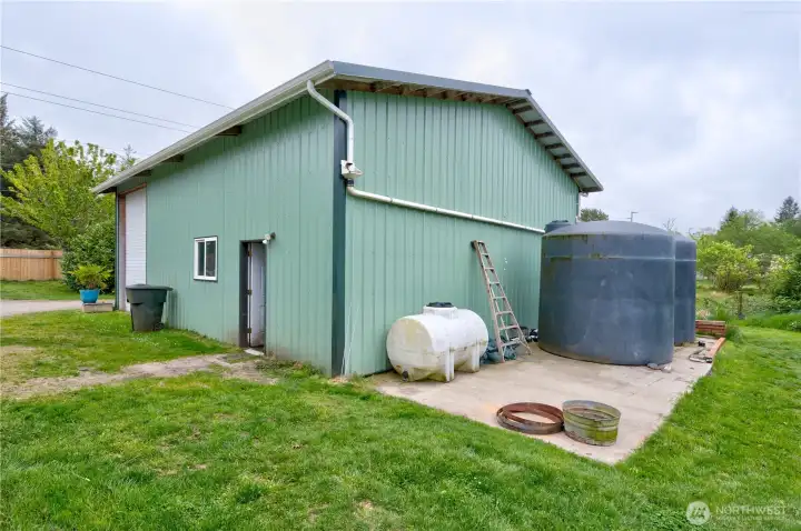 amazing shop, water catchment system, there is a private well too. RV hookup and space on the other side of the shop