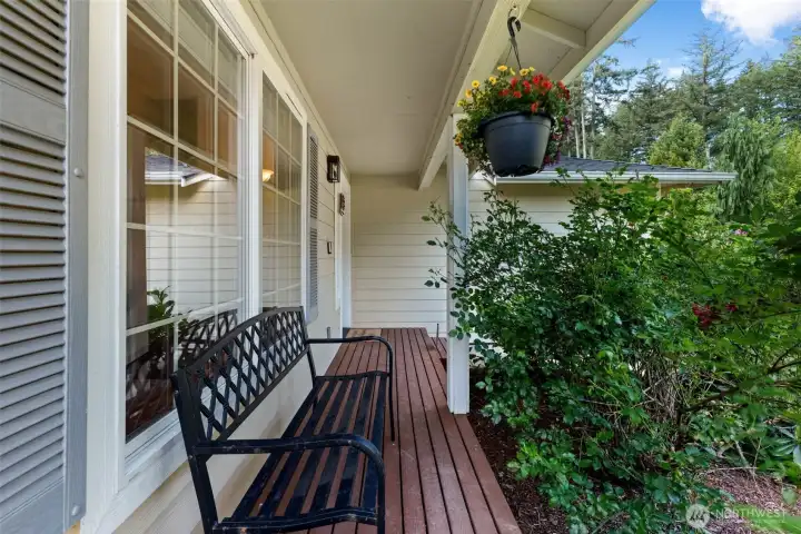 Front covered deck to enjoy your view.