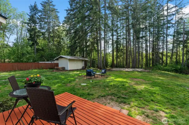 Gather on the back deck to enjoy the greenbelt view.