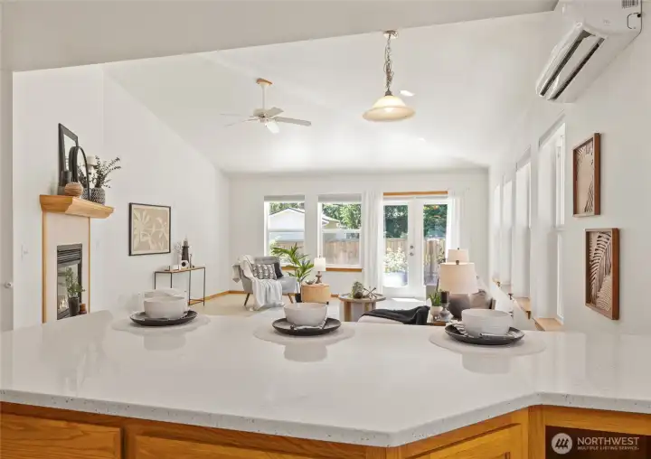 The kitchen opens seamlessly to the great room, creating the heart of the home.