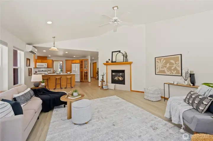 The open great room offers comfortable everyday living and effortless entertaining.
