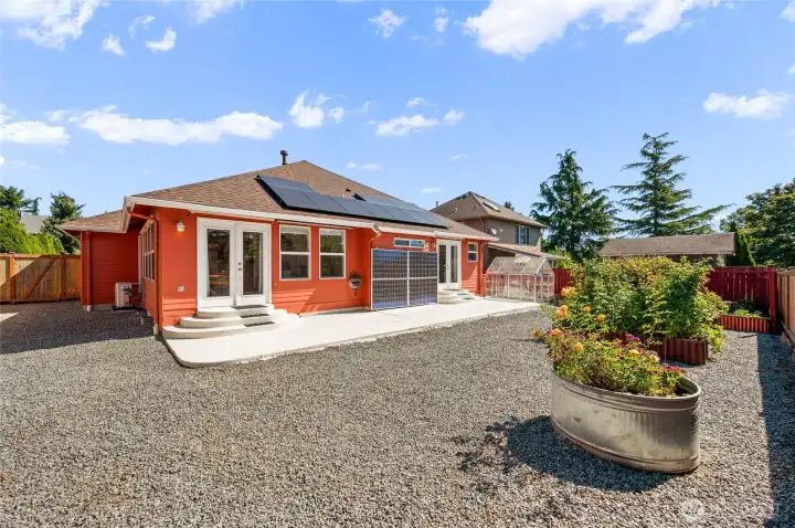 Owned solar energy system helps reduce utility costs while supporting energy-efficient living.
