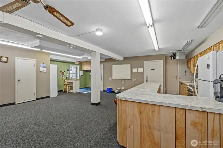 Kitchen and two half baths in lower level clubhouse.