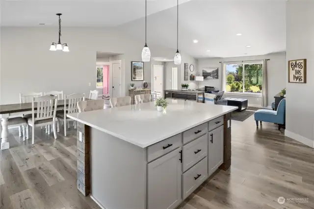 While working in the kitchen, you will still be involved in all the happenings taking place in the rest of the house, with the open concept of this space.