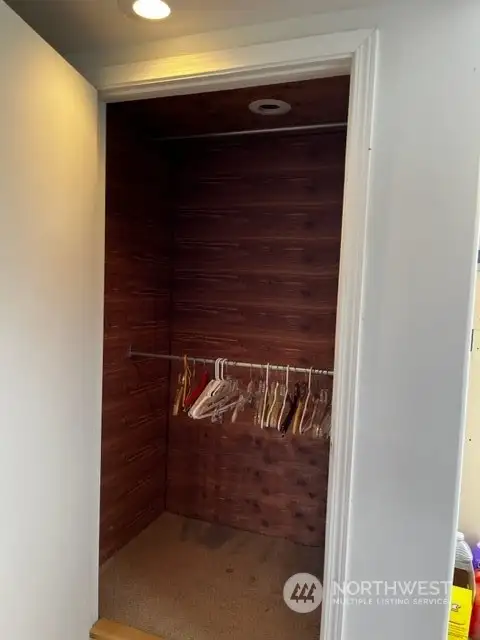 cedar lined closet in garage