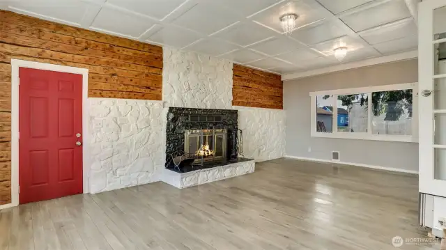 Wood burning fireplace