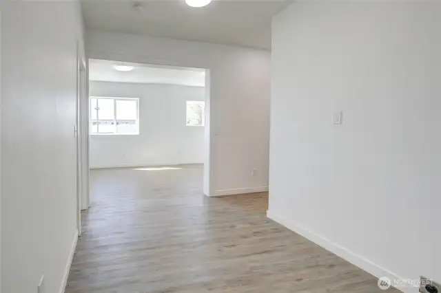 Lower unit hallway and laundry area