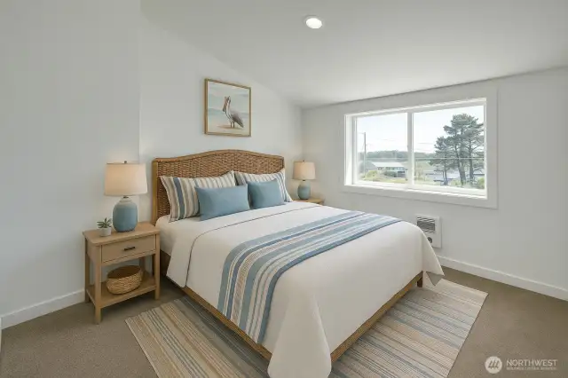 Upper bedroom #1. Virtually staged.