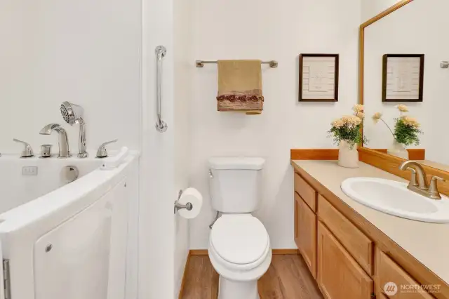 Primary en suite includes this innovative walk in jetted tub!!
