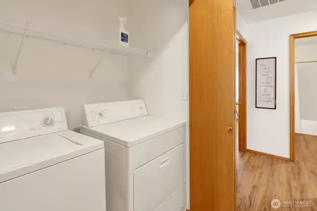 Laundry facilities in the hallway.