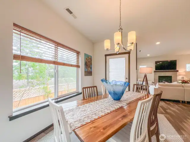 Dining opens to private patio