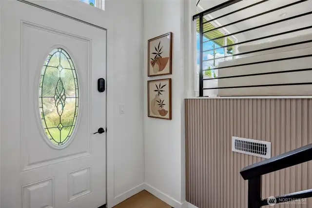 Roomy entry with designer accents.